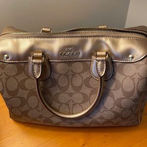 Coach satchel signature khaki/gold